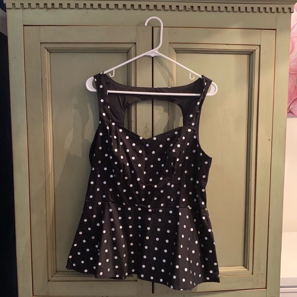 Black Peplum Sleeveless Back Zipper Top